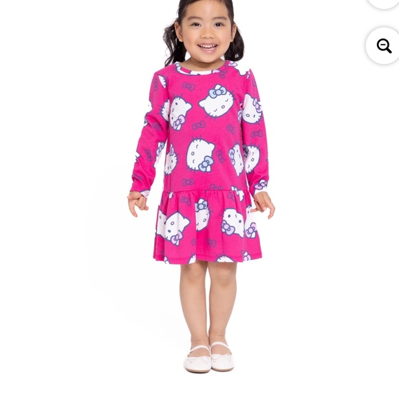 Hello Kitty Toddler Girls Pink Long Sleeve Drop Waist Dress Size 5T NWT - Picture 6 of 8